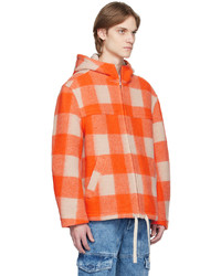 Blouson aviateur en laine à carreaux orange Isabel Marant