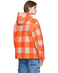 Blouson aviateur en laine à carreaux orange Isabel Marant