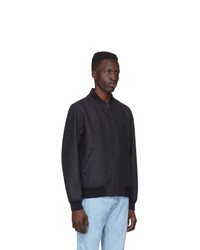 Blouson aviateur en laine bleu marine A.P.C.