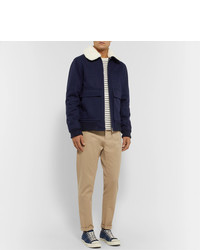 Blouson aviateur en laine bleu marine A.P.C.