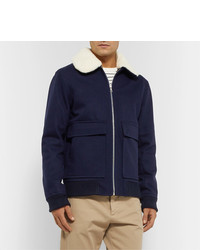 Blouson aviateur en laine bleu marine A.P.C.