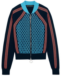 Blouson aviateur en laine bleu marine Versace