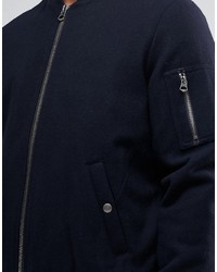 Blouson aviateur en laine bleu marine Asos