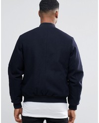 Blouson aviateur en laine bleu marine Asos