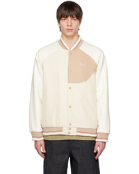 Blouson aviateur en laine brodé beige