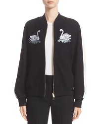 Blouson aviateur en laine brodé noir