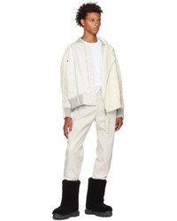 Blouson aviateur en laine en tricot blanc Sacai