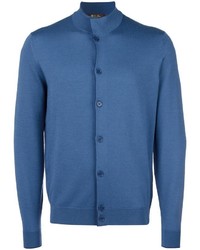 Blouson aviateur en laine en tricot bleu Loro Piana