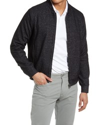 Blouson aviateur en laine en tricot gris foncé