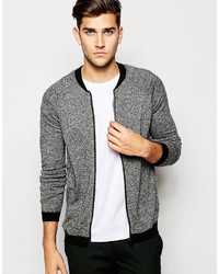 Blouson aviateur en laine en tricot gris