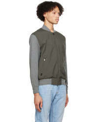 Blouson aviateur en laine en tricot gris Brioni