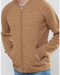 Blouson aviateur en laine en tricot marron clair Asos