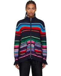 Blouson aviateur en laine en tricot multicolore