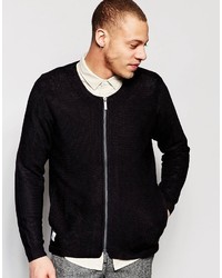 Blouson aviateur en laine en tricot noir