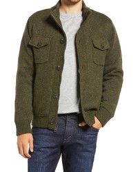 Blouson aviateur en laine en tricot olive