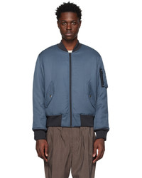 Blouson aviateur en laine imprimé bleu