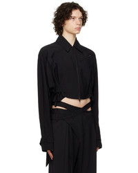 Blouson aviateur en laine noir Mugler