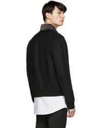 Blouson aviateur en laine noir Alexander McQueen