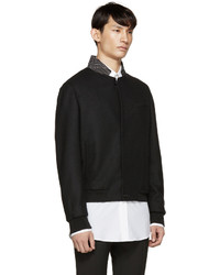 Blouson aviateur en laine noir Alexander McQueen