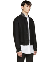 Blouson aviateur en laine noir Alexander McQueen