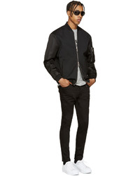 Blouson aviateur en laine noir DSQUARED2