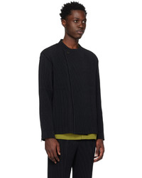 Blouson aviateur en laine noir Homme Plissé Issey Miyake