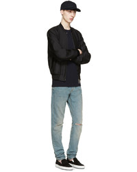 Blouson aviateur en laine noir DSQUARED2