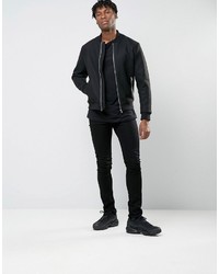 Blouson aviateur en laine noir Jack and Jones