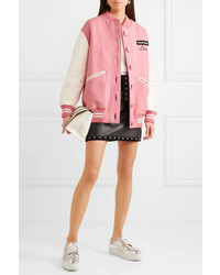 Blouson aviateur en laine rose Miu Miu