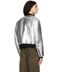 Blouson aviateur en nylon argenté Dries Van Noten