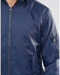 Blouson aviateur en nylon bleu marine Jack and Jones