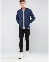 Blouson aviateur en nylon bleu marine Jack and Jones