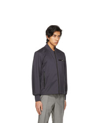 Blouson aviateur en nylon bleu marine Moncler