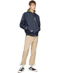 Blouson aviateur en nylon bleu marine AAPE BY A BATHING APE