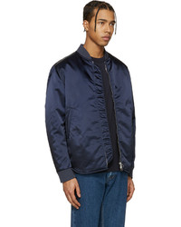 Blouson aviateur en nylon bleu marine Acne Studios