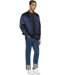 Blouson aviateur en nylon bleu marine Acne Studios