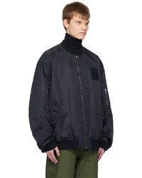 Blouson aviateur en nylon bleu marine Raf Simons