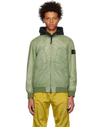 Blouson aviateur en nylon brodé olive