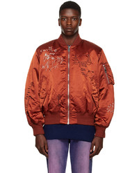 Blouson aviateur en nylon brodé orange