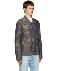 Blouson aviateur en nylon camouflage gris Helmut Lang