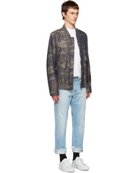 Blouson aviateur en nylon camouflage gris Helmut Lang