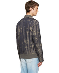 Blouson aviateur en nylon camouflage gris Helmut Lang