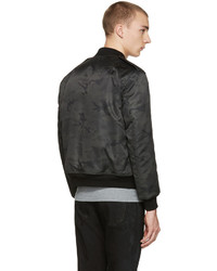 Blouson aviateur en nylon camouflage noir Saint Laurent