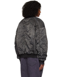 Blouson aviateur en nylon gris foncé Juun.J