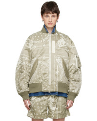 Blouson aviateur en nylon imprimé beige