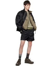 Blouson aviateur en nylon imprimé noir Sacai