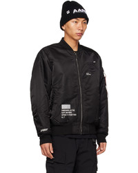 Blouson aviateur en nylon imprimé noir AAPE BY A BATHING APE