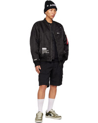 Blouson aviateur en nylon imprimé noir AAPE BY A BATHING APE