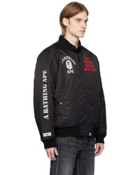 Blouson aviateur en nylon imprimé noir BAPE