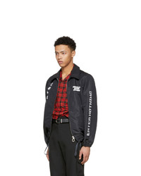 Blouson aviateur en nylon imprimé noir Lanvin